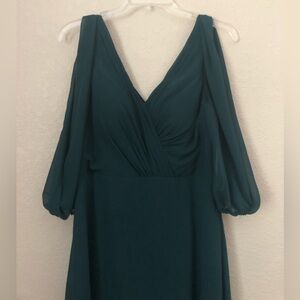 Azazie dark green dress